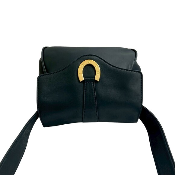 GUCCI (Old Gucci) Vintage Horseshoe Leather Shoulder Bag/Pochette, Navy, i36-8 - Picture 4 of 10